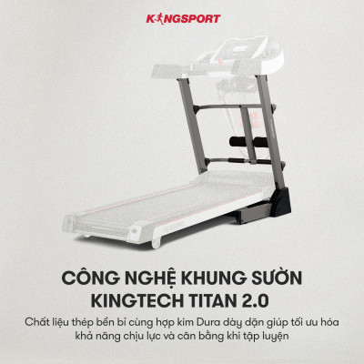 Máy chạy bộ KINGSPORT BK-8000 Pro đa năng, nâng dốc tự động 18%, tốc độ tối đa 14khm/h, kèm đai massage và thanh gập bụng, cân nặng phù hợp từ dưới 75kg