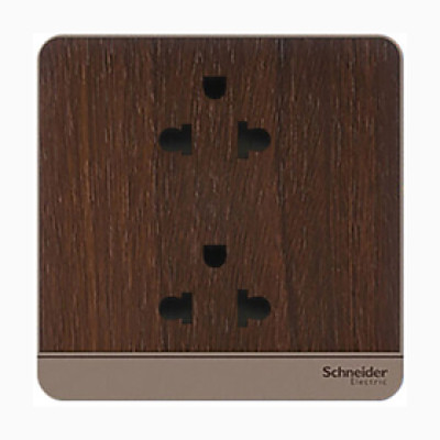 Bộ ổ cắm đôi 3 chấu vân gỗ – AvatarOn E83426UES2_WD_G19