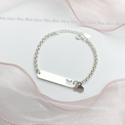 Lắc tay Cho Bé Bạc Ta Nguyên Chất S99 Chuột Mickey Chính Hãng Bạc Hiểu Minh LTE567 
