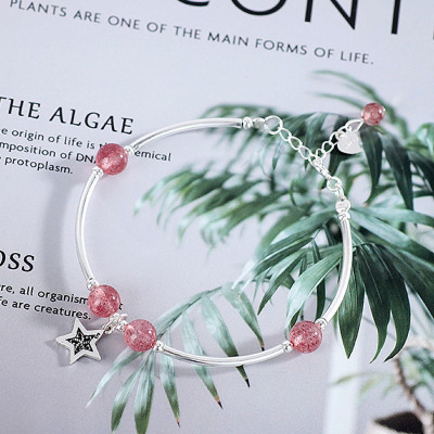 Vòng đôi đá thạch anh dâu phối charm trăng sao mệnh hỏa, thổ - Ngọc Quý Gemstones