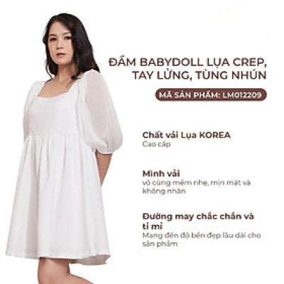 Đầm Babydoll Lụa Crep, Tay Lửng, Tùng Nhún Maxivic, La Mộc - LM012209