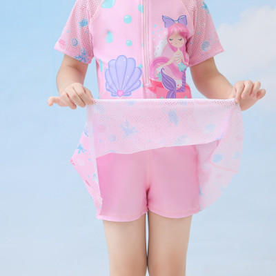 Đồ bơi bé gái cộc tay dáng váy xinh xắn (quần short liền trong váy)