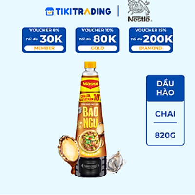 Dầu Hào Cao Cấp Nestlé MAGGI Bào Ngư chai 820g - 1 bước xào, óng ánh chuẩn nhà hàng. Chai lớn, giá tiết kiệm 10%