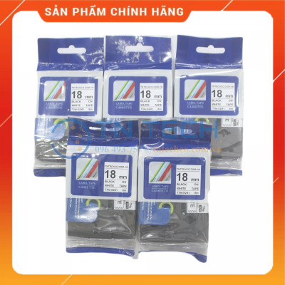 Nhãn In TNE-S241 - Đen nền trắng 18mm x 8m - Dùng cho máy in BROTHER - AIMO - PUTY [Hàng nhập khẩu]