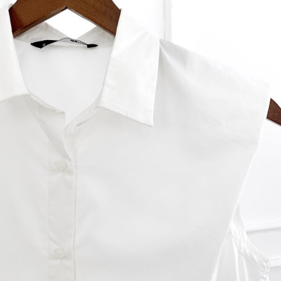 DOTTIE - Đầm sơ mi độn vai nữ DOTTIE trắng - D0058