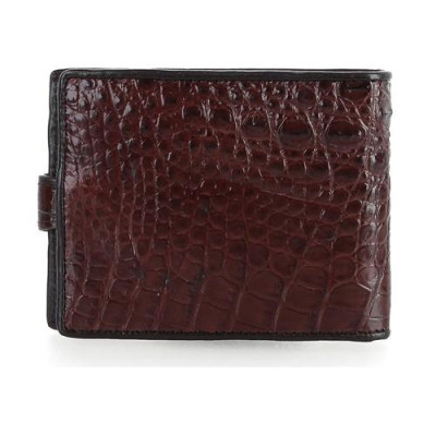 Bóp nam Huy Hoàng da cá sấu nút bấm màu nâu đất HC2244