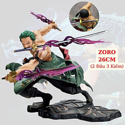 Mô Hình Zoro 3000 Thế Giới 26cm 2 Đầu 3 Kiếm Mô hình One Piece Cao Cấp, Figure Mô Hình Anmie One Piece Luffy Vua Hải Tặc