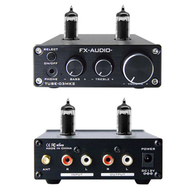 FX-AUDIO TUBE-03MKII BT Tube Preamplifier Headphone Pre Amplifier BT Receiver HiFi BT 5.0 Tube AUX Bass Treble