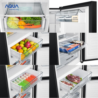 Freeship Toàn Quốc - Tủ lạnh ngăn đông dưới Aqua 324 Lít AQR-IG378EB(GB) - Bảo hàng 2 năm - Hàng chính hãng