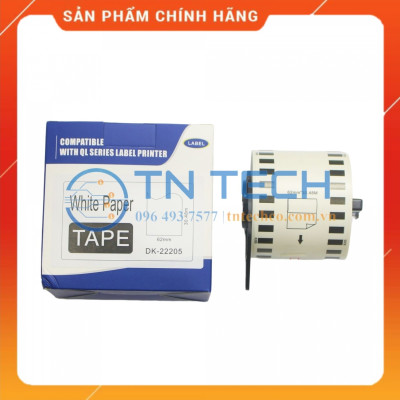 Giấy in Decal Brother DK-22205 - 62mm x 30.48m - Chữ đen nền trắng - Dùng cho máy in BROTHER - QL [Hàng nhập khẩu]