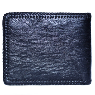 HP2439-40-41-42 - Ví nam Huy Hoàng da đà điểu da bụng đan viền màu đen, nâu đất, nâu đỏ, vàng bò