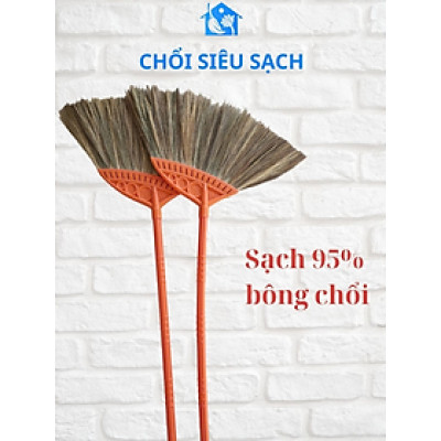 Chổi Chít Bông Cỏ Quét Nhà Cán Nhựa Cao Cấp Đã Làm Sạch Bụi Bông Cỏ