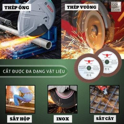 (Combo 5 Viên) Đá Cắt Bò Tót 105x1x16mm Chuyên Cắt Sắt Cắt Inox Sắc Bén, Cắt Không Bụi, Ít Hao Mòn | TOPWIN Official Store