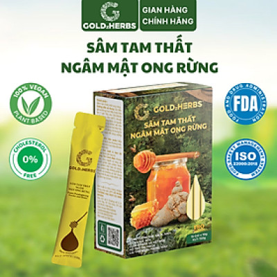 Sâm tam thất ngâm mật ong rừng GoldzHerbs, 100% mật ong nguyên chất – Hũ 300g/ Hộp 15 gói