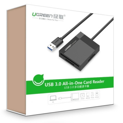 Đầu đọc thẻ 4in1 UGREEN CR125 30333 - Hỗ trợ thẻ CF / SD / TF / MS , Đầu đọc USB 3.0, Truyền tải dữ liệu nhanh chóng - Hàng chính hãng