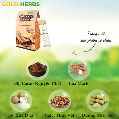 Bột cacao sữa 5in1 GoldzHerbs – 14 gói/ 500g
