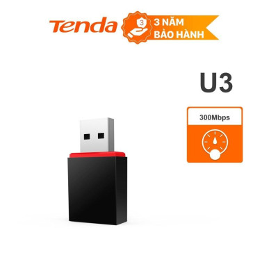 USB Wifi Tenda U3 tốc độ 300Mbps - Hàng Chính Hãng Microsun