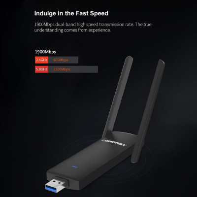 Thẻ mạng COMFAST 1900Mbps Gigabit 2.4G 5G, cổng USB3.0 khả năng truyền dữ liệu nhanh hơn