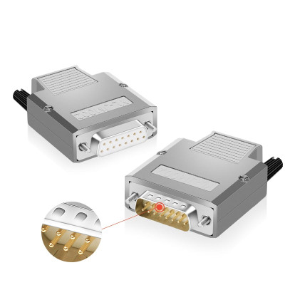 Đầu bấm cổng DB15 đực male bắt vít kèm vỏ ốp kẽm chân đồng mạ vàng 24K HD-LINK YL-JM002-15M. Hàng chính hãng !!!