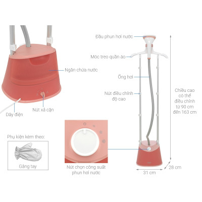 Bàn ủi, bàn là hơi nước đứng Philips STE1020, công suất 1800W, bảo hành 2 năm | Hàng chính hãng