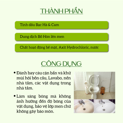 Nước Tẩy Bồn Cầu Hữu Cơ Diệt Khuẩn ECOCARE 1L Hương Cam Bạc Hà Thơm Mát, Chai Tẩy Rửa Nhà Vệ Sinh Siêu Sạch