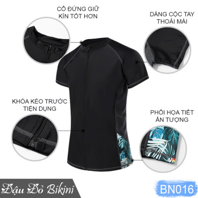 Bộ bơi nam khóa kéo size lớn, quần áo bơi bigsize cho nam giới, chất thun bơi lạnh Hàn dầy dặn, dáng thể thao mạnh mẽ | BN016