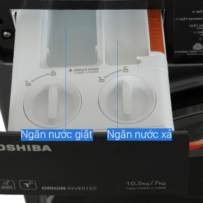 Máy giặt sấy Toshiba Inverter giặt 10,5 kg - sấy 7 kg TWD-T25BZU115MWV(MG) - Hàng chính hãng - Chỉ giao HCM
