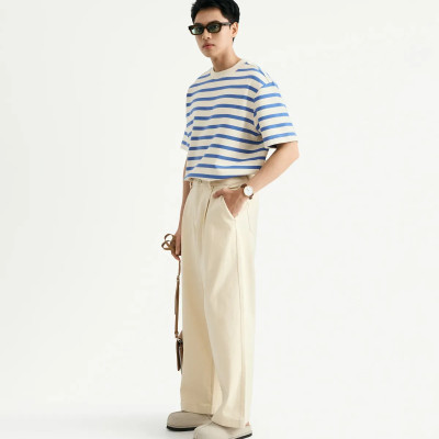 Áo thun nam tay ngắn sọc ngang lớn jacquard Form loose - RT 10S25TSS050 | ROUTINE CÀ MAU