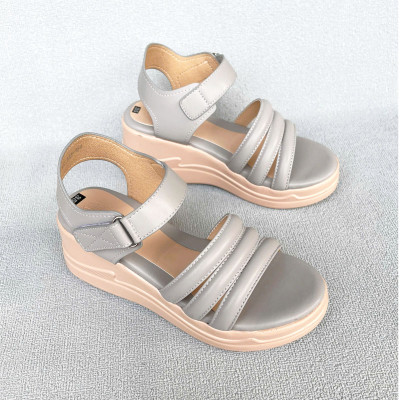 Giày sandal nữ đế bằng 7cm Trường Hải 2 màu đen, xam đế PU nhẹ SD145