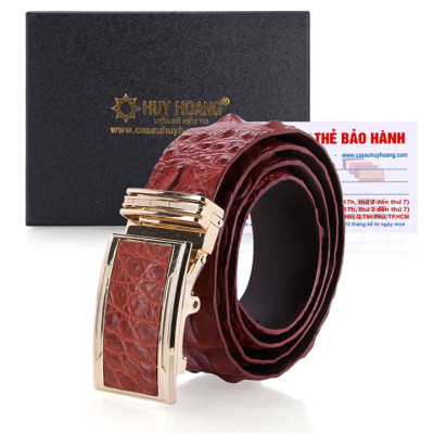 Thắt Lưng Nam Da Cá Sấu Gai Lưng Bản Lớn Huy Hoàng HT4225 - Nâu Đỏ