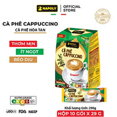 Cà phê hoà tan Cappuccino bổ sung Socola béo ngậy Napoli Coffee hộp nhỏ (5gói x 29g)