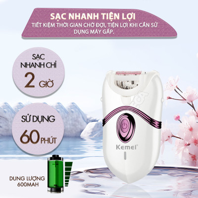 Máy tẩy lông đa năng 2in1 Kemei KM-395 gồm 2 đầu thay thế chuyên dụng nhổ lông, cạo lông, sử dụng toàn thân - Chính hãng