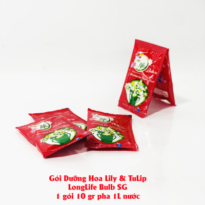 Thuốc cắm hoa Lily lâu tàn nhập khẩu Israel (1 hộp 5 gói  pha 50L nước că) hiệu Longlife Bulbs Premium 2023 giúp hoa tulip và hoa lily tươi gấp 2 lần và 14 ngày không thay nước