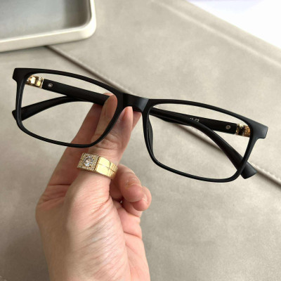 Kính gọng nhựa dẻo unisex nam nữ dáng basic chữ nhật cao cấp (Màu đen nhám)