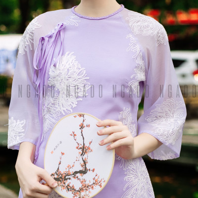 Áo dài Đinh Hương NGADO , áo dài Tết , áo dài cách tân , áo dài truyền thống