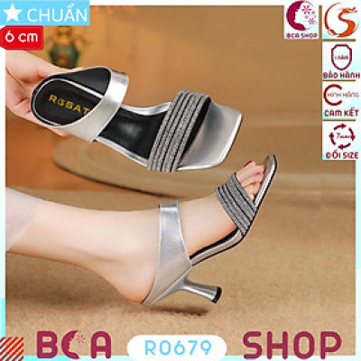 Xăng đan nữ quai ngang đính đá cao 6 phân RO679 ROSATA tại BCASHOP gót nhỏ tôn dáng, tôn da vừa sang trọng vừa thời trang
