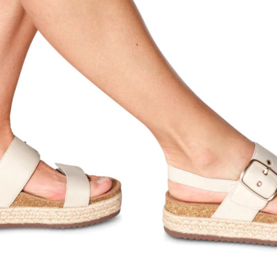 Sandal sức khỏe nữ Aetrex Vania Cream - giày cao 5p đệm memory foam