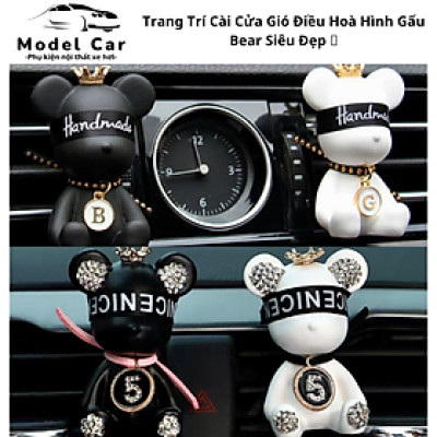 Trang Trí Cài Cửa Gió Điều Hoà Hình Gấu Bear Đính Đá Siêu Đẹp 