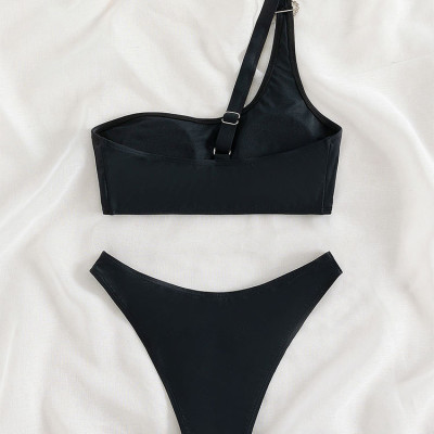 Bộ Bikini đi biển thiết kế quyến rũ thời trang họa tiết trái tim vai lệch