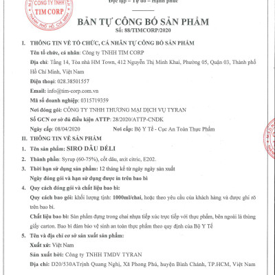 Siro dâu Déli - 1 lít - đậm đặc, chuyên dùng pha chế trà trái cây, soda