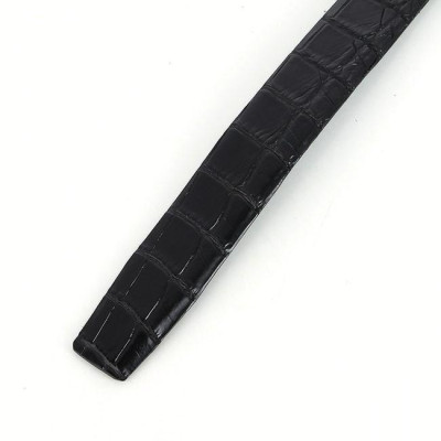 Dây nịt nam da cá sấu Huy Hoàng nguyên con bản lớn màu đen HC4768