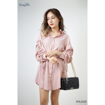 Đầm sơ mi dáng trẻ Emspo tay rút dây cách điệu SML2628