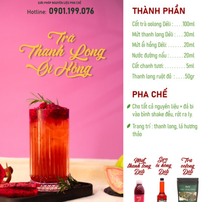 Mứt Thanh Long Pha Chế Déli - Chai 1L