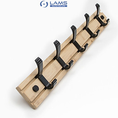 Móc treo quần áo gắn tường bằng gỗ MA17, móc di chuyển