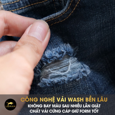 Quần Short Jean nam Leman xanh rách JL06 - Skinny Form