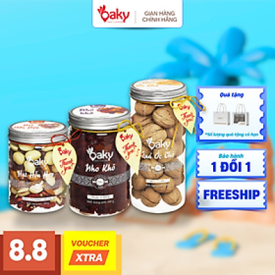 Quà Tặng Oaky - Combo Hạt Dinh Dưỡng Cao Cấp Hạt Hỗn Hợp, Óc Chó Vàng, Nho Khô - Tặng Túi Giấy Sang Trọng