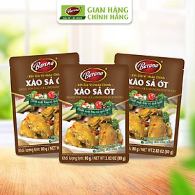 Combo 3 gói Xốt Gia vị hoàn chỉnh Barona - Xào Sả Ớt 80gr