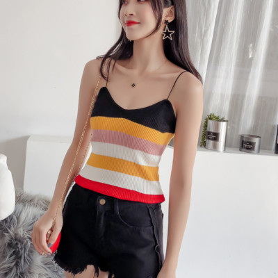 Áo Kiểu Nữ Áo Len Nữ Hai Dây Sọc Ngang Dễ Thương ALN021 MayHomes Ôm Thân Xinh Xắn