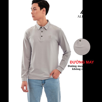 Áo thun nam dài tay ALIGRO chất cotton thấm hút mồ hôi, mềm mại màu ghi ALGAPD051
