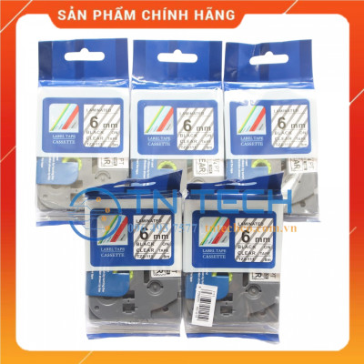 Nhãn In Tz2-111 - Đen nền trong 6mm x 8m - Dùng cho máy in BROTHER - AIMO - PUTY [Hàng nhập khẩu]